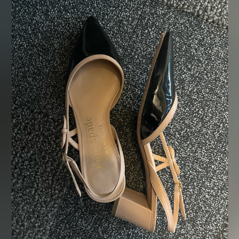 Kate Spade Two-Tone Sling Back Kitten Heel